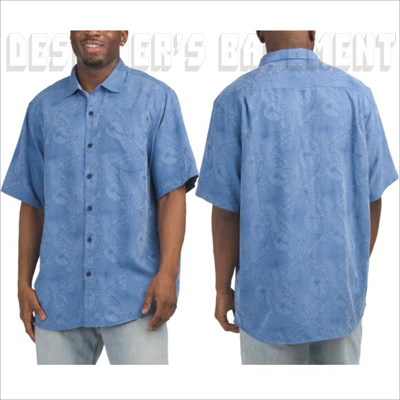 TOMMY BAHAMA Coconut Point 2XLB Keep It Frondly Camp Shirt Bright Cobalt NWT - Picture 3 of 7